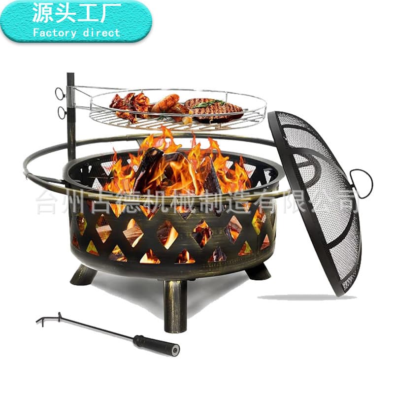 Outdoor camping homestay bonfire basin, round courtyard barbecue fire basin, new multi-functional heating basin for farmhouses