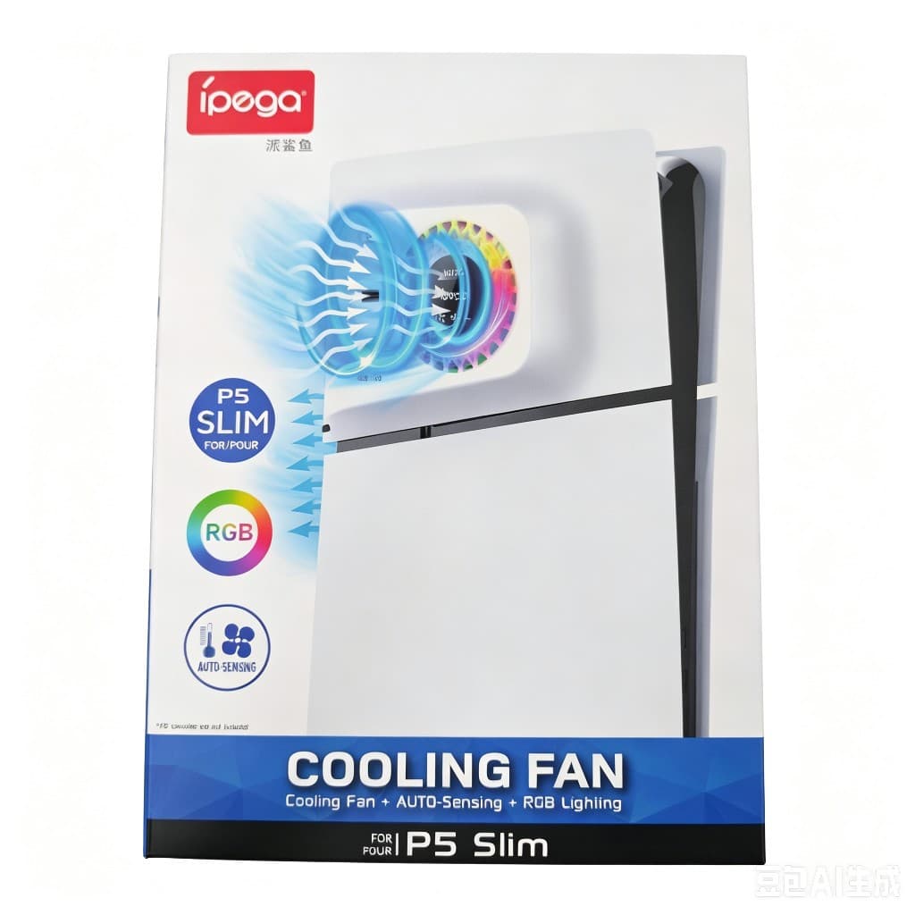 PS5 SLIM Temperature Control Cooling Fan Faceplate p5slim Cooler + USB HUB with RGB Light PG-P5S019
