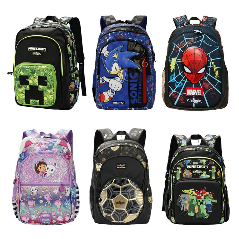 Smiggle Australia School Backpack for Middle And Primary Students High Aesthetic Value Lightweight Outdoor Cartoon Large Capacity Double Shoulder Bag
