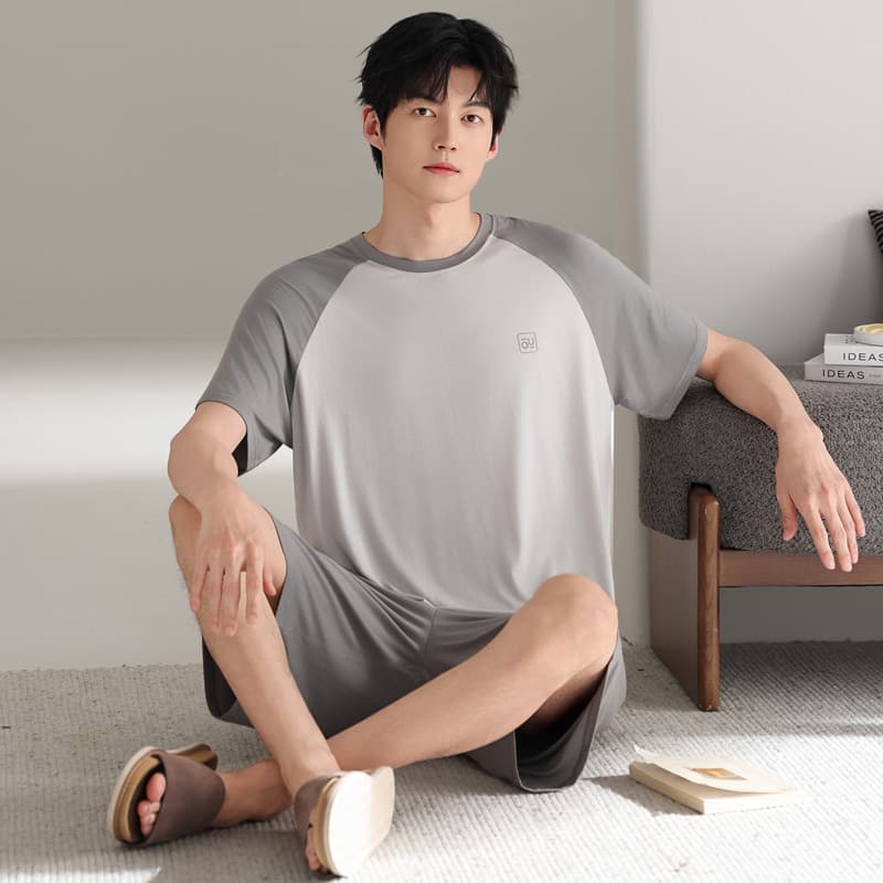 2026 Men's Summer Pajamas Modal Thin Short Sleeve Ice Silk Youth Middle-Aged Men Loose Homewear