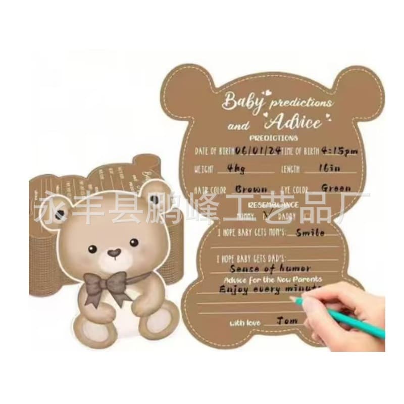 Cross-border Hot Selling Teddy Bear Suggestion Card Baby Shower Game Card Baby Gender Reveal Birthday Party Voting Card