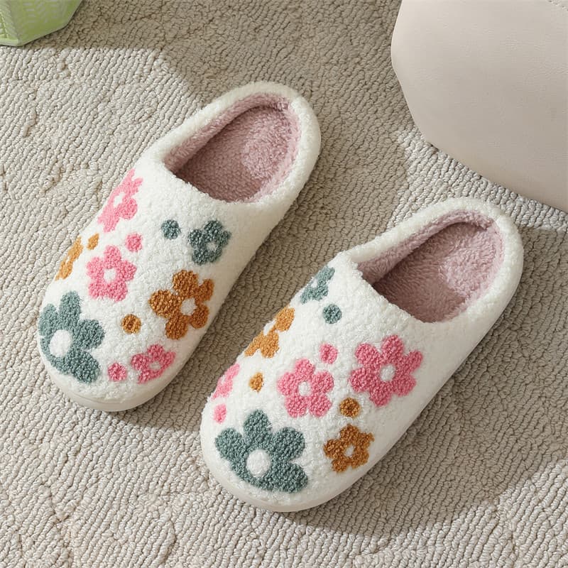 Halloween Cross-Border Hot Seller Winter Heart Plush Slippers for Women Wholesale Indoor Home Rainbow Fleece Warm Slippers