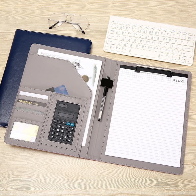 A4 Multifunctional Folder, Leather Manager Folder, Signing Book with Calculator, Business Sales Folder