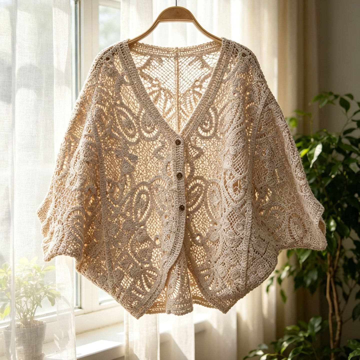 Spring/Fall New French High-End Lace Batwing Sleeve Knit Cardigan for Women