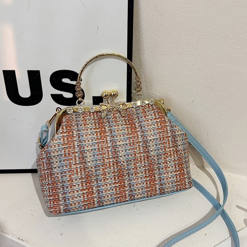 Colorful small fragrant gold bag for women 2026 spring exquisite chain accessories bag retro national style dinner bag bags
