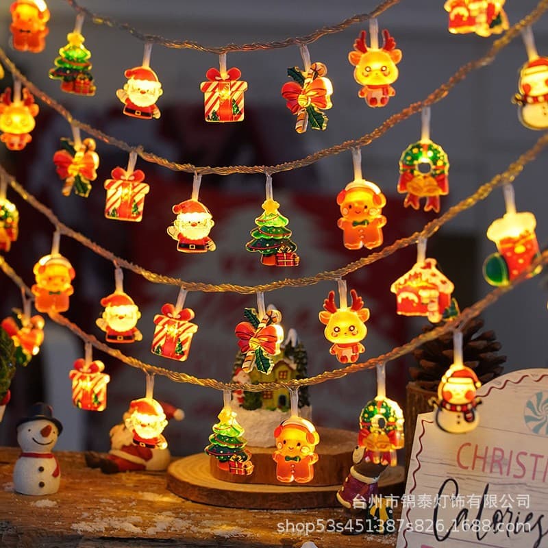 LED Battery Box Christmas Painted PVC Light String for Christmas Tree Room Decoration Atmosphere Fairy Lights