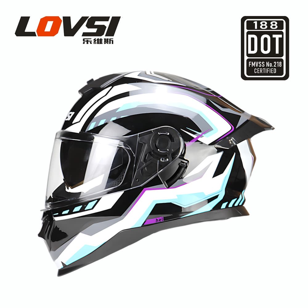 Motorcycle Helmet DOT Certified Black Track Men's Full Face Helmet Unisex Four Seasons Dual Lens Winter