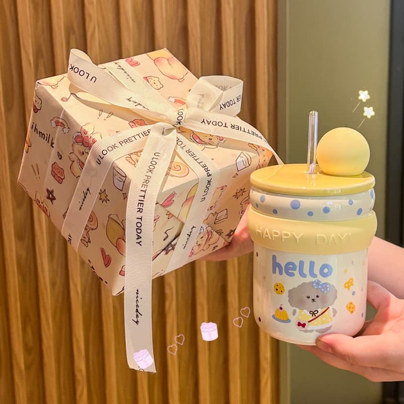 Birthday gifts for girls, beautiful puppy ceramic mugs, children’s mugs, meaningful gifts for sisters and besties.