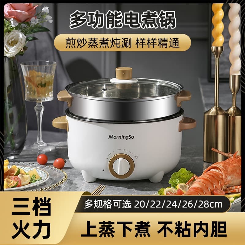 Non-Stick Small Electric Steamer, Home Multi-Functional Electric Cooker, Heating Pan, Frying Cooking One-Piece Pot