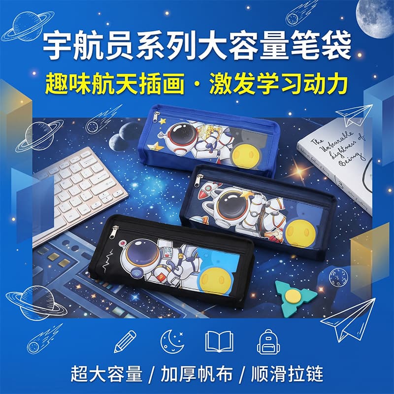 New High-Appearance Cartoon Astronaut Large-Capacity Multi-Function Student Pencil Case for Kids