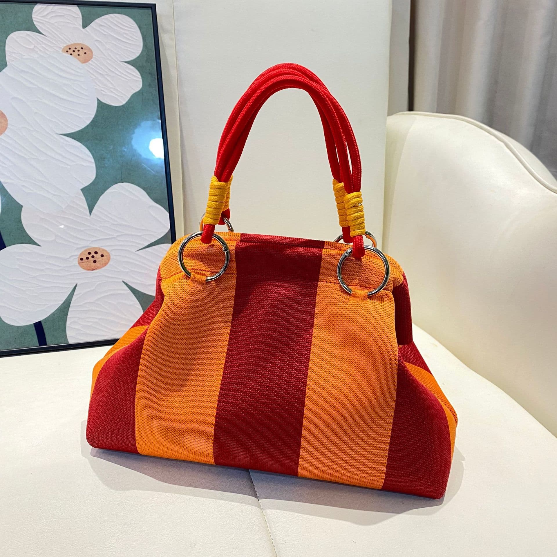Factory Wholesale Retro Houndstooth Knit Handbag Dumpling Bag Shoulder Bag Versatile Casual Bag Tote Handbag