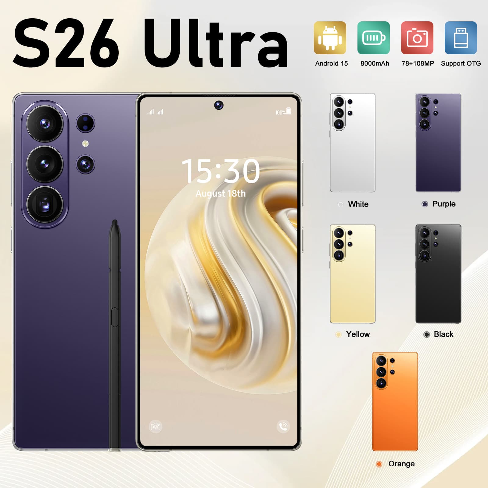 New Cross-Border Original S26 Ultra Export Smartphone 16+512/1TB Brand New Large Screen 5G