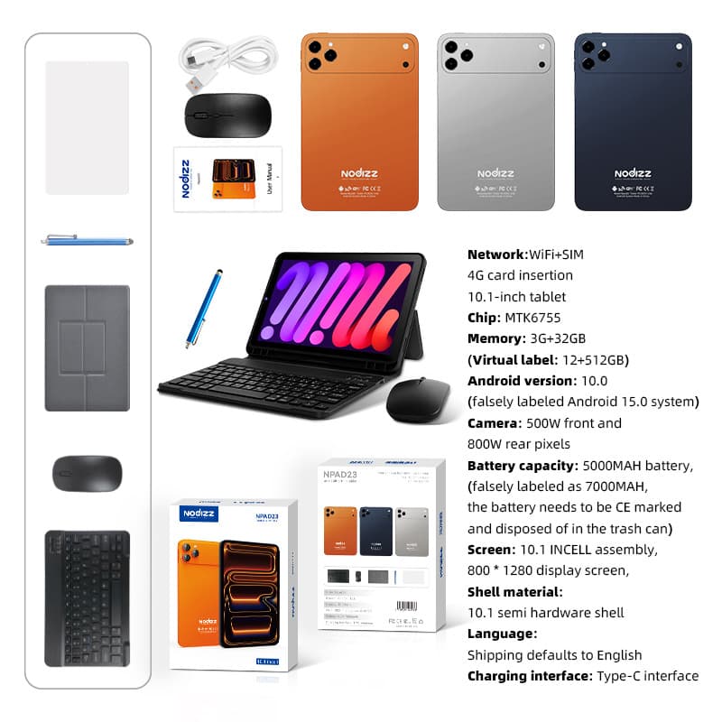 Npad23 Tablet 5G SIM Card Full Netcom Google Play Store APP Download Video Call i17 Hermes Orange