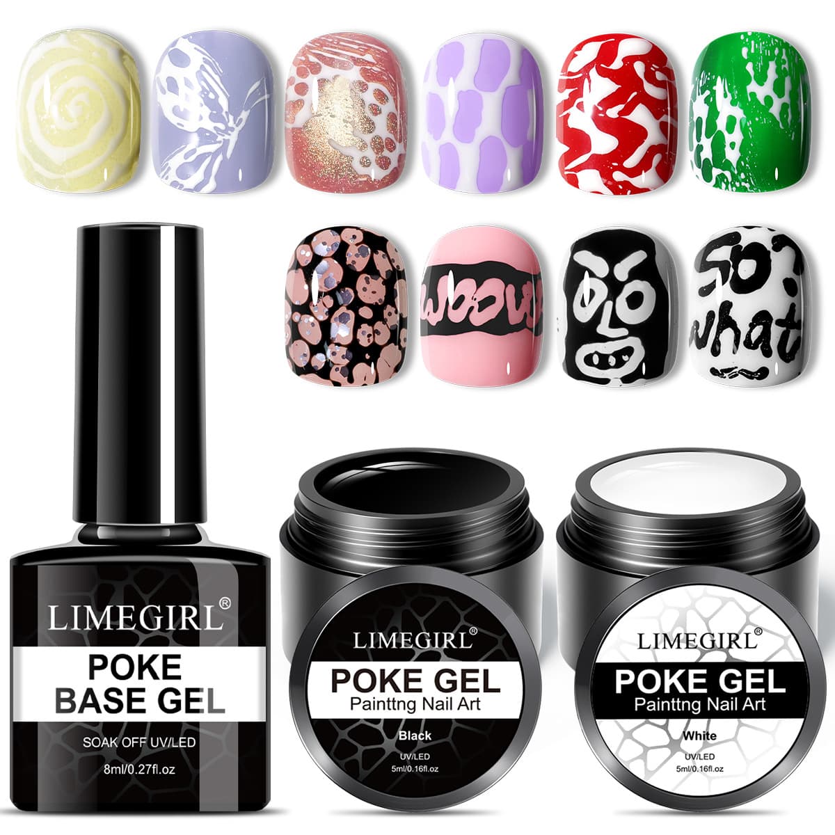 LIMEGIRL New Stamping Gel Black and White Nail Art Gel Letter Painting Hole Gel Wave Gel Lace Gel