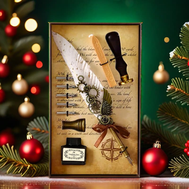 Mechanical Feather Pen Set European Vintage Dip Pen Birthday Gift Teacher's Day Creative Gift Corporate Customization