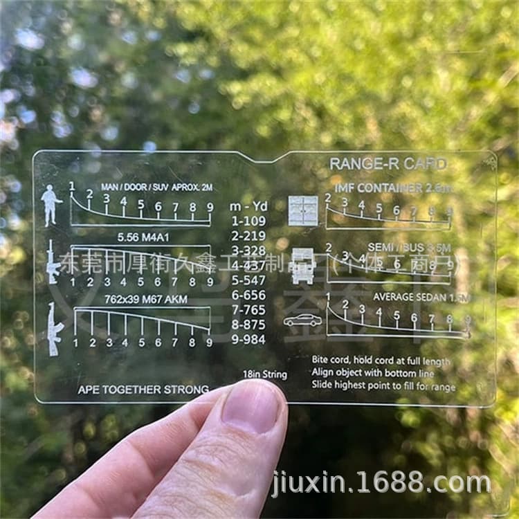 Cross-border New Range Finder Card Distance Measuring Caliper Template Tool Outdoor Hunting Rangefinder Card
