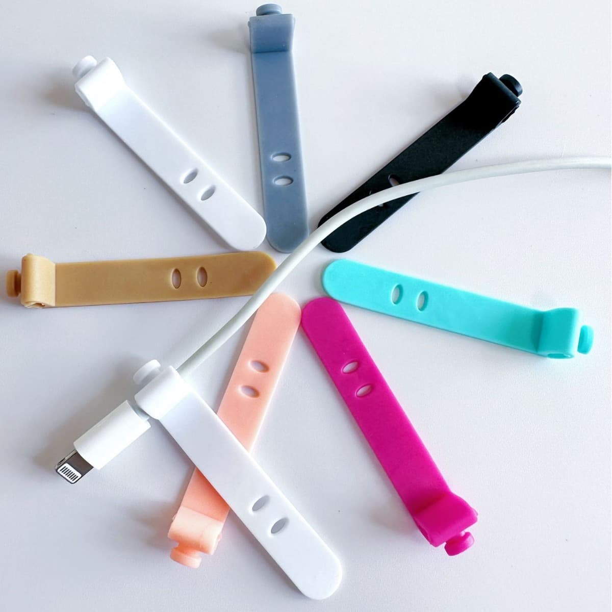 2-Hole 3-Hole Cable Tie Headphone Organizer Silicone Strap Charging Cable Winder Tie Cord Wrap