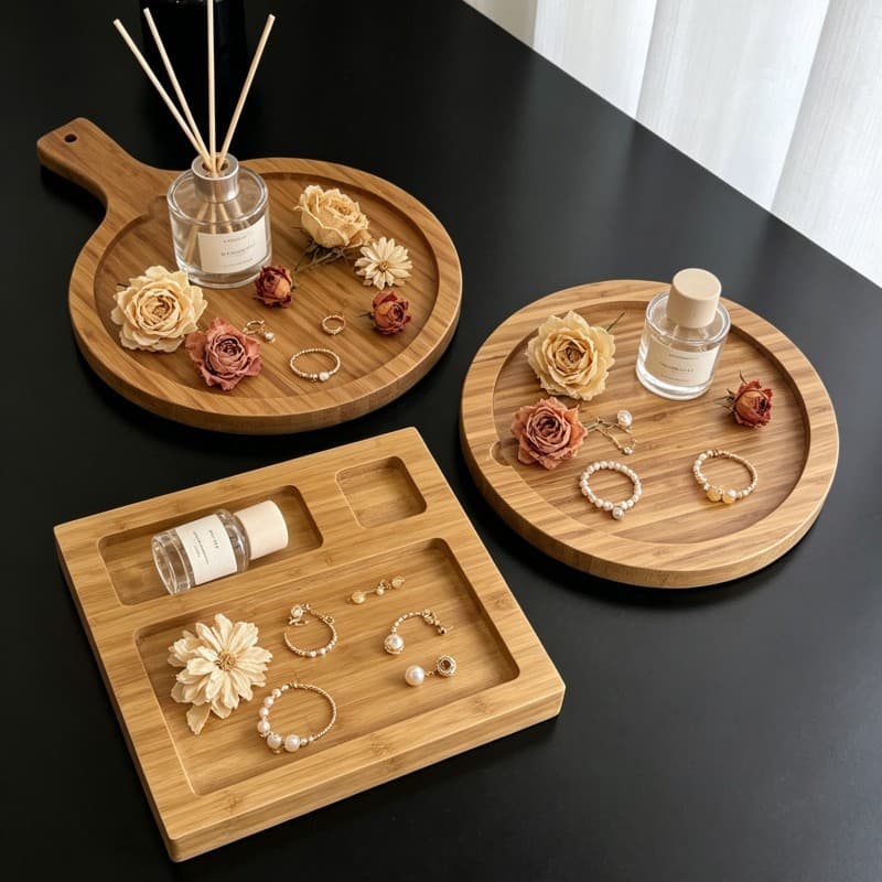 Spot clearance ins style bamboo tray aromatherapy jewelry storage tray bread pizza tray home decoration tray
