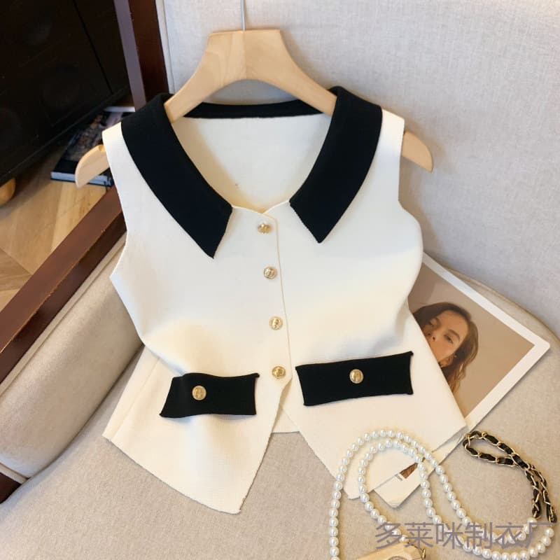 Xiaoxiangfeng V-Neck Vest for Women 2025 Spring and Autumn New Style Korean Fashion