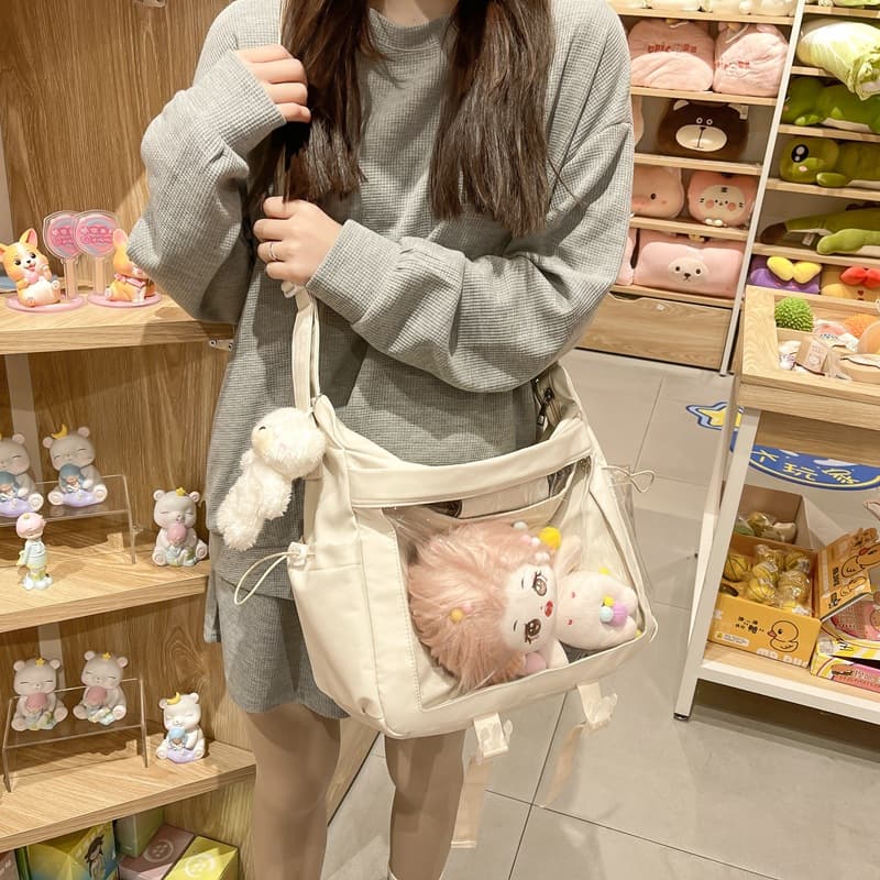 Ladies Crossbody Bag Soft Leather Handbag Casual Style Shoulder Bag Zipper Closure Large Capacity Multi-pocket Organizer
