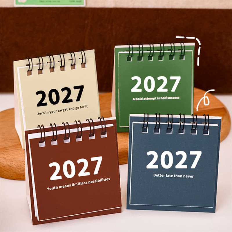 2027 Minimalist Desktop Calendar for Students and Office, Planner Check-in Small Calendar, Creative Stationery