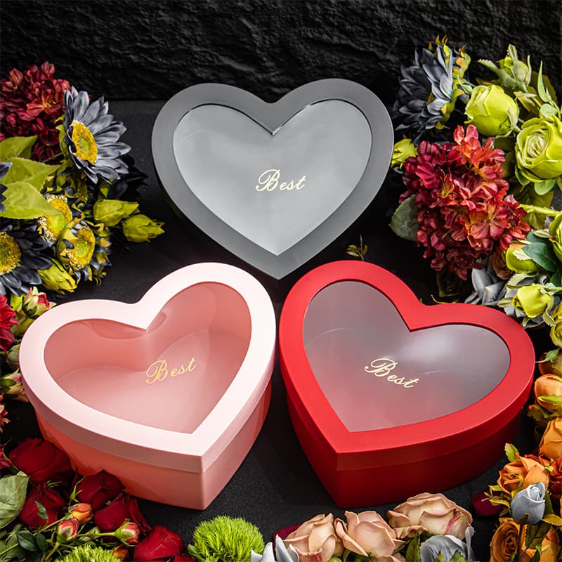 Bouquet Packaging Gift Box Material Floral Wrapping Insert Box Set Two Heart-Shaped Plastic Fruit Flower Box Mother's Day