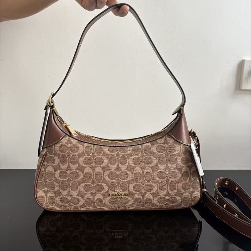 Coach C new women's bag Ella classic monogram handbag shoulder underarm crescent horn bag crossbody tote