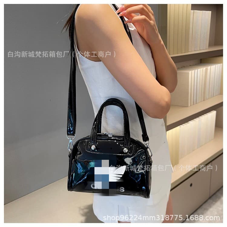 Xiaohongshu Influencer Same Style Bowling Bag New Retro Old Flower Print Small Handbag Shoulder Crossbody Bag for Women New