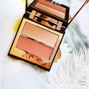 Cross-border New Product Recommendation C Dual-Color Highlighter Blush Palette 2*2.7g Seduce Blush Cool Light Pink