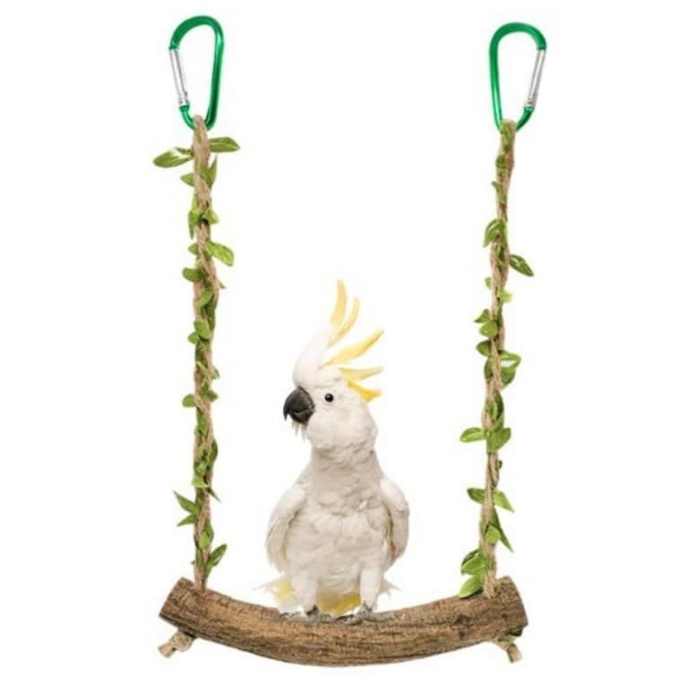 Bird cage supplies parrot swing station pole station stick rattan wood stand pearl bird climbing ring pet decoration landscaping