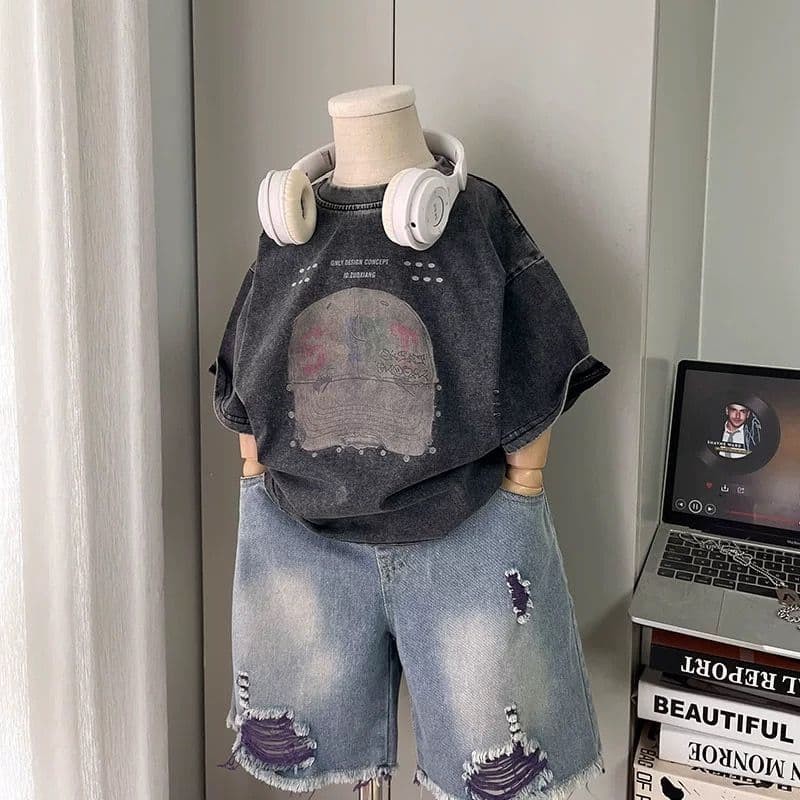 Baby summer suit 2026 new fashionable children's short-sleeved cool and handsome boy's summer suit handsome clothes two-piece set 5