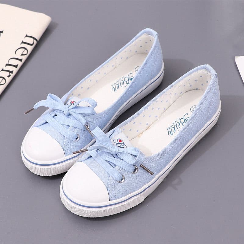 Spring and Summer Canvas Shoes for Women, Korean Style Casual Slip-On Shoes, Student Flat Cloth Shoes, Single Shoes, White Shoes