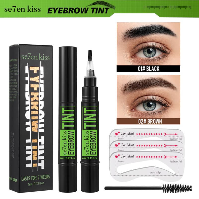 Cross-border TK popular eyebrow dye waterproof non-smudge eyebrow brush with eyebrow card rotating liquid eyebrow dye cosmetics foreign trade
