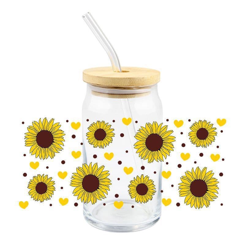 UVDTF Transfer Crystal Clear Sticker DIY Glass Cup Waterproof High Temperature Resistant Cute Dried Flower Decoration Bottle