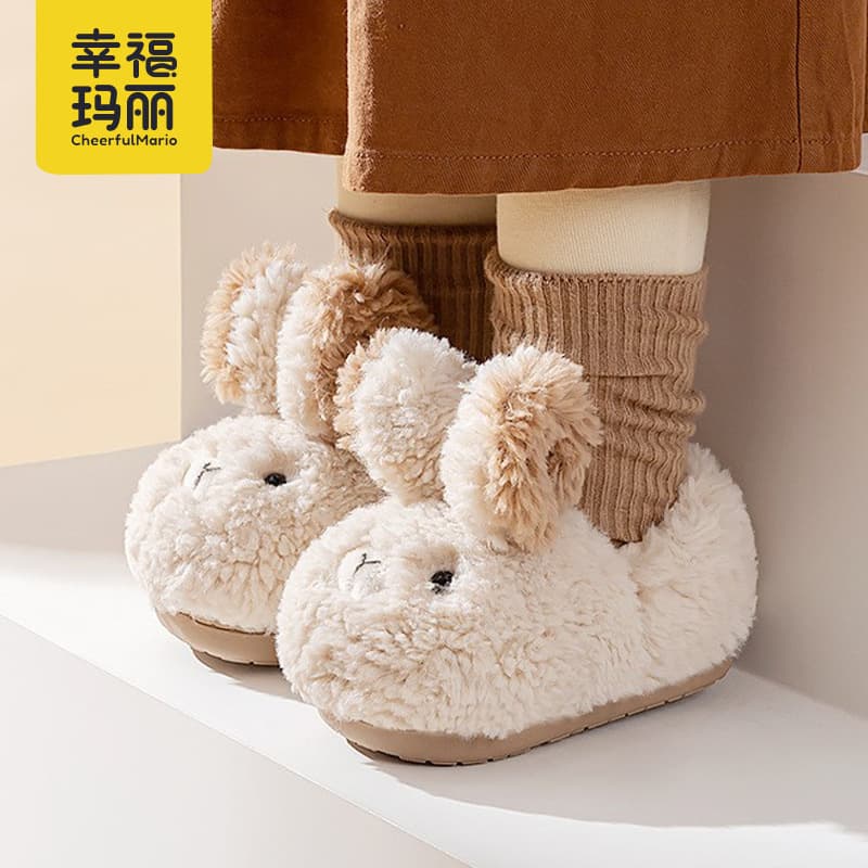 Happy Mary children's cotton shoes winter, toddler home shoes, young girls' indoor plush slippers, baby cotton shoes with heel cover