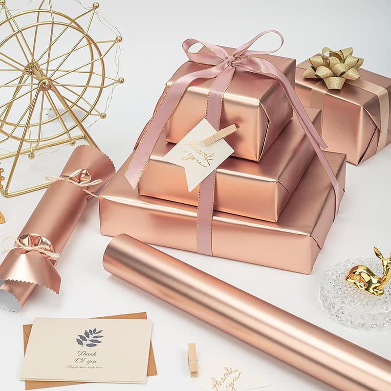 Large Roll Matte Metallic Solid Color Gift Wrapping Paper for Valentine's Day Birthday