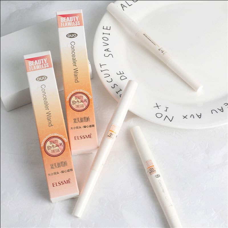 Yizi Meiguang Dual-Ended Concealer Pen, Conceals Under-Eye Bags, Dark Circles, and Tear Troughs, High Coverage