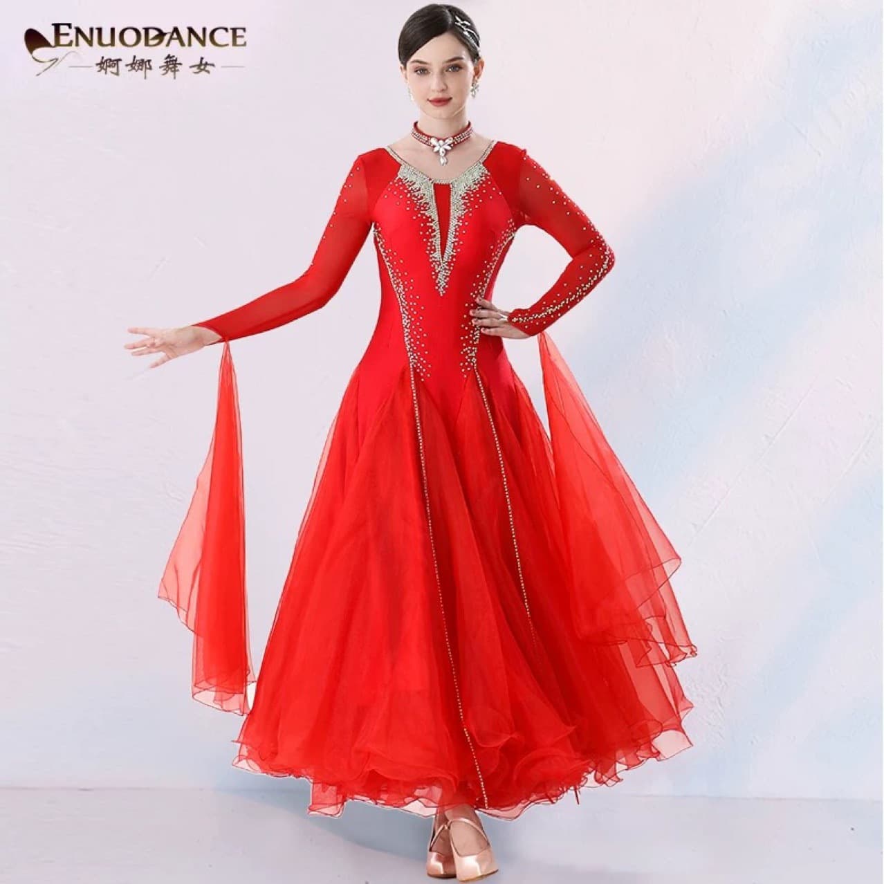 Elegant Modern Dance Dress New Style Waltz International Ballroom Dance Skirt Professional Swing Dance Full Skirt