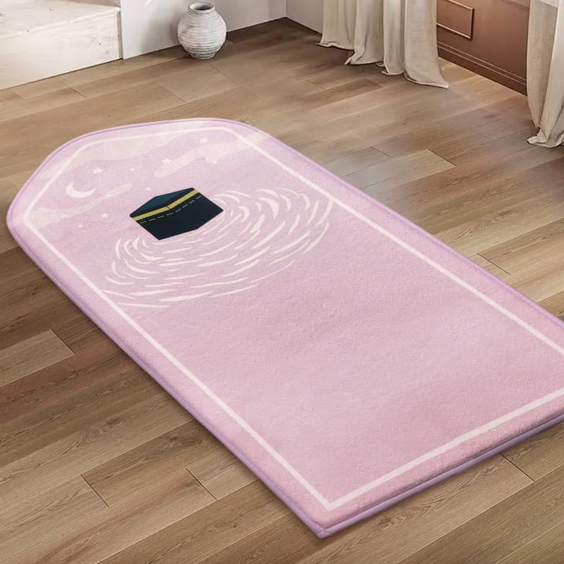 Simple Style Home Doormat for Bedroom Living Room, Dirt-Resistant, Non-Slip, Crystal Velvet Foot Mat, Prayer Rug Shape, In Stock