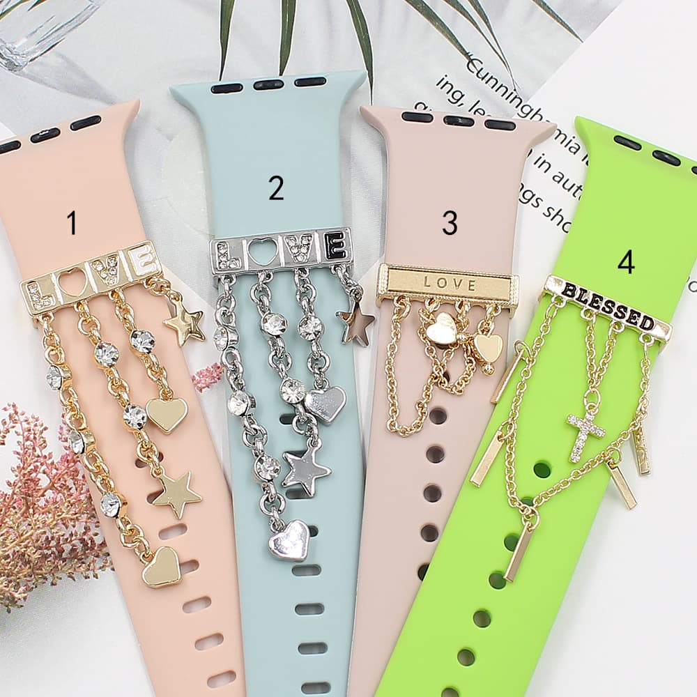 For Apple Watch Silicone Strap Decorative Ring Strap Decorative Buckle Diamond Series