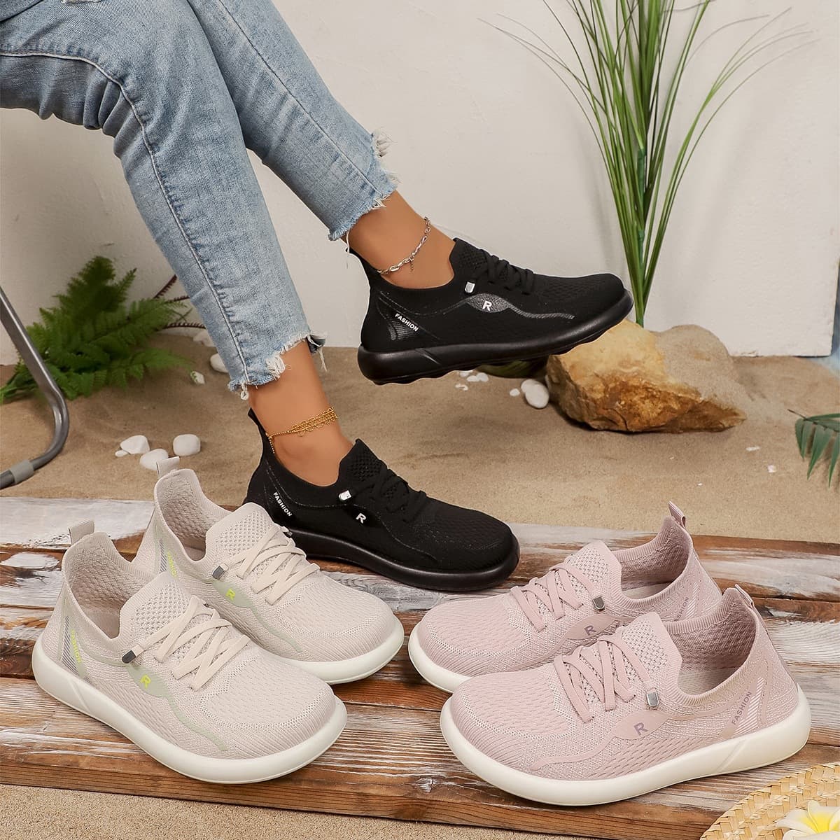 German Training Shoes 2025 Spring Knitted Old Beijing Cloth Shoes for Women, Retro Chunky Sole Sports Casual Shoes, Soft Sole Comfortable Agne Shoes