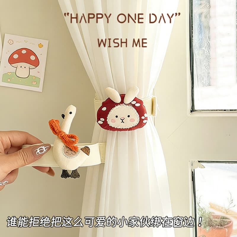 Creative Fabric Collage Plush Curtain Tiebacks for Living Room Bedroom, High-End Unique Home Decoration