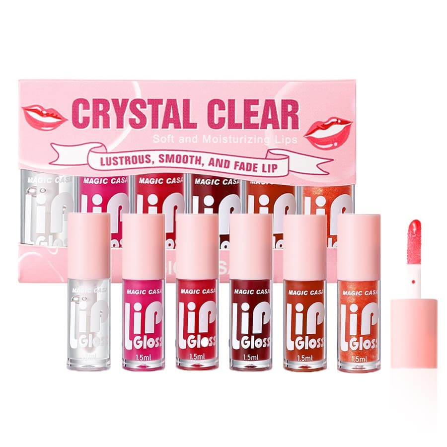 Cross-border beauty MAGIC CASA 6-color water-glossy jelly lip oil set lip plumping liquid moisturizing base lip gloss