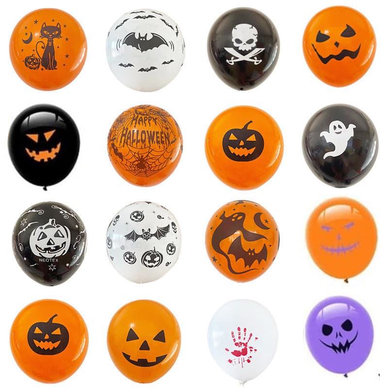Cross Border Wholesale Ghost Halloween Balloon Party Decoration Suit Skull Thickened Latex Balloon Ghost Festival Balloon