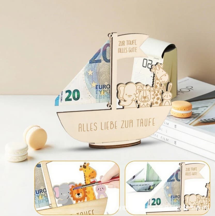 Cross-Border New Product Wooden Ornaments, Baptism Gifts, Birth Baptism Money Gifts, Noah's Ark Wooden Crafts Ornaments