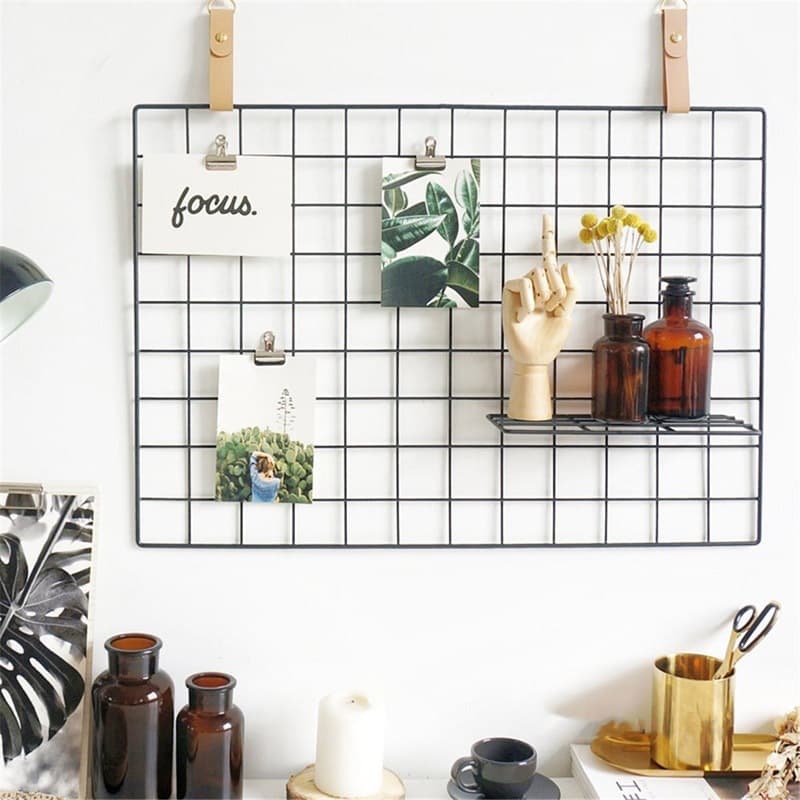 Nordic Style Photo Wall Metal Iron Frame Wall Shelf DIY Grid Decor Photo Wall Iron Rack