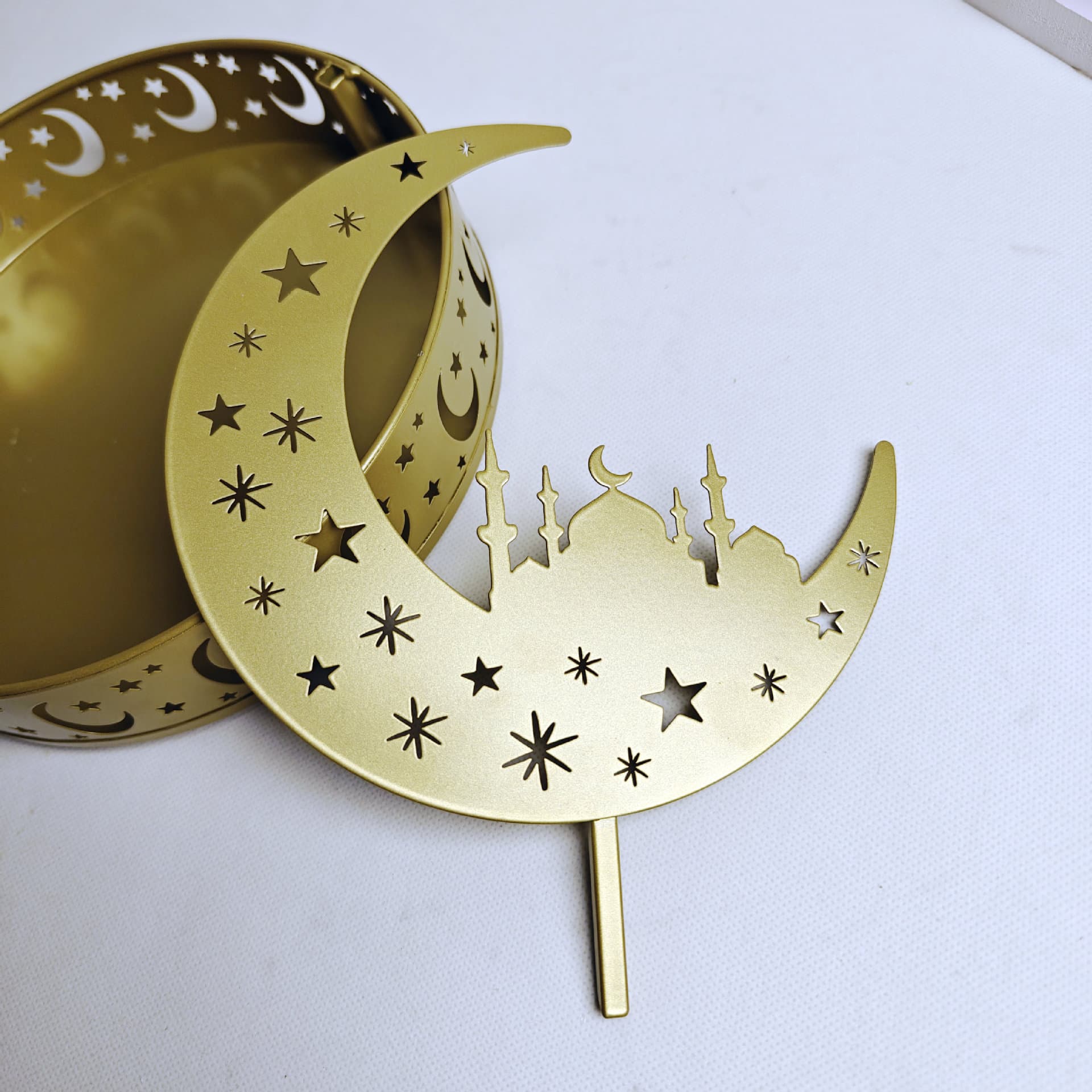 Moon Tray Fruit Plate Storage Ornament Middle Eastern Holiday Supplies Wholesale Star and Moon Design 3D Tabletop Decoration Holiday Decoration