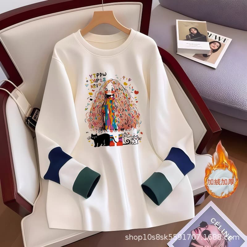 European genuine German velvet white inner bottoming shirt for women in spring, autumn and winter butt-covering long-sleeved T-shirt top that can be worn outside