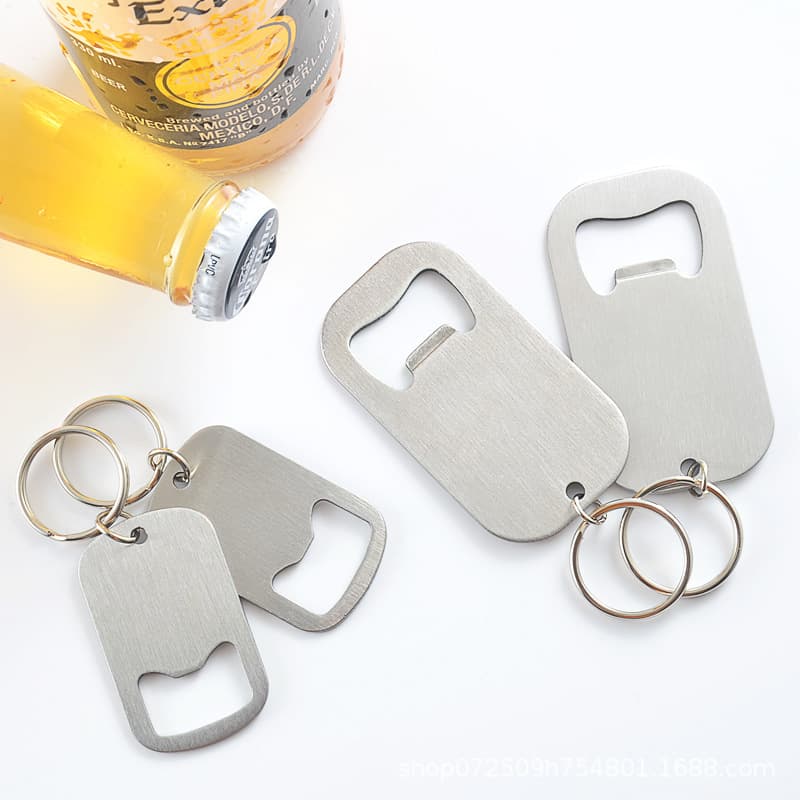 Cross-border Hot Selling Creative Stainless Steel Bottle Opener Simple Soda Drink Cap Opener Keychain Beer Bottle Opener