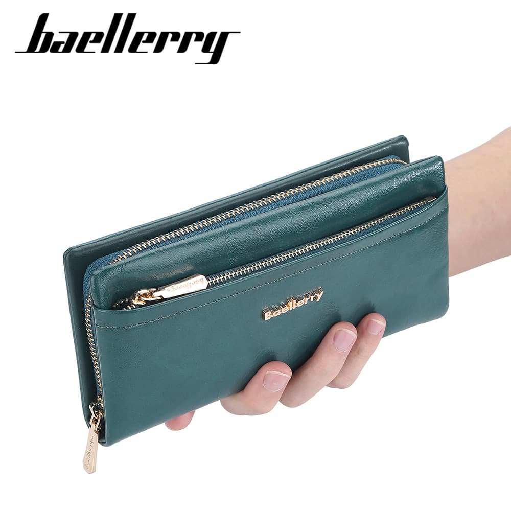 Baellerry Ladies Long Wallet Fashionable Mobile Phone Clutch Bag Multi-Card Slot PU Leather Wallet for Women Stylish Daily Accessory
